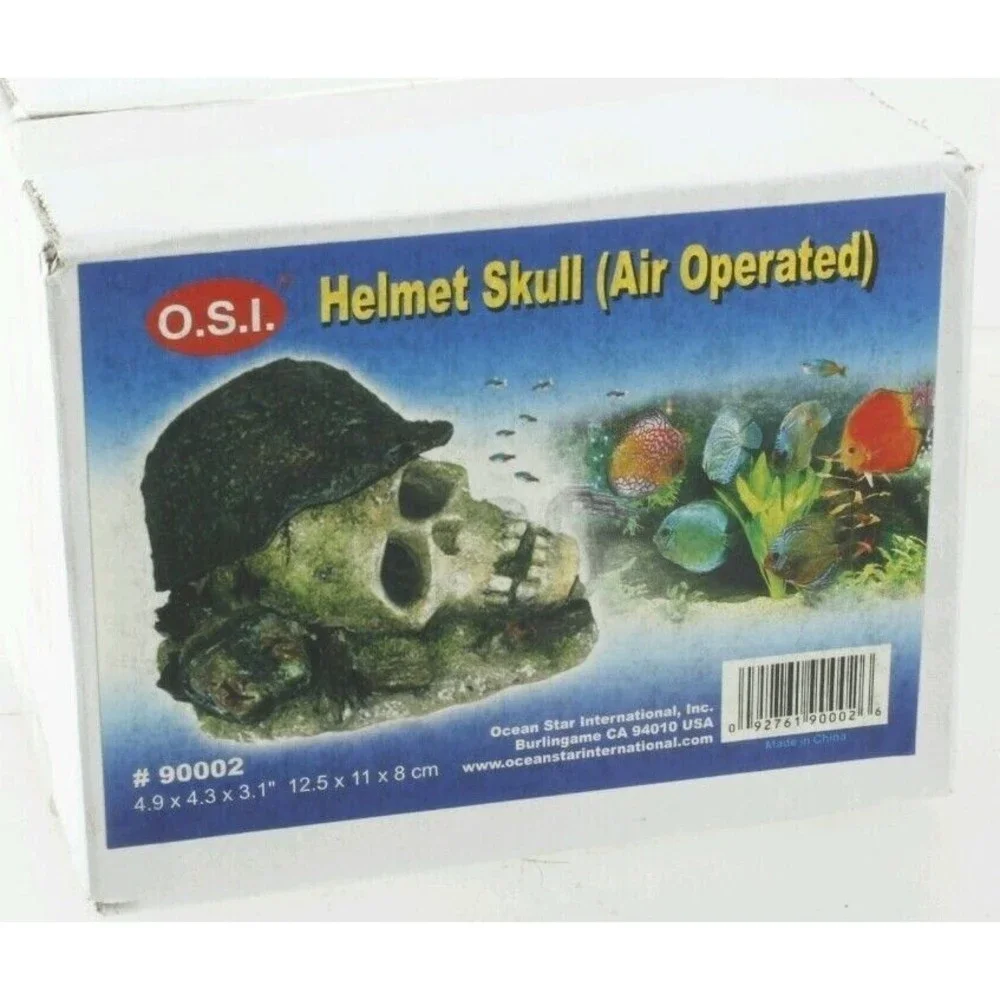 Air Operated Helmet Skull Aquarium Decorations Ornament OSI #90002 Very Cool
